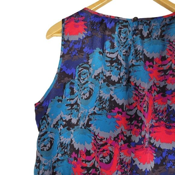 Banana Republic Women's Vibrant Color Floral Draped Detail Dress Size 14 - Picture 9 of 13